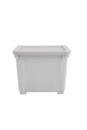 Living and Home Stackable Plastic Storage Box with Lid and Wheels in Grey - thumbnail 5