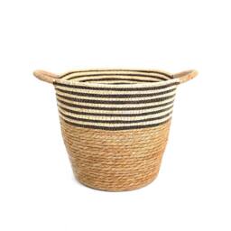 Voltico Striped Woven Storage Basket with Handles - Natural in Brown - thumbnail 6
