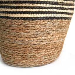 Voltico Striped Woven Storage Basket with Handles - Natural in Brown - thumbnail 4