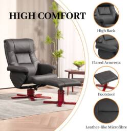 STILVORA Recliner & Footstool Set with Manual Recline in Black - thumbnail 7