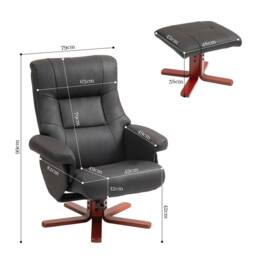 STILVORA Recliner & Footstool Set with Manual Recline in Black - thumbnail 3