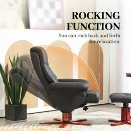 STILVORA Recliner & Footstool Set with Manual Recline in Black - thumbnail 6