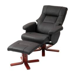 STILVORA Recliner & Footstool Set with Manual Recline in Black - thumbnail 4