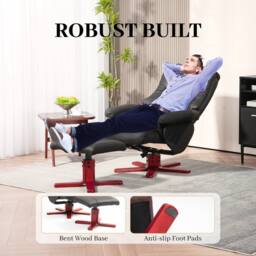 STILVORA Recliner & Footstool Set with Manual Recline in Black - thumbnail 8