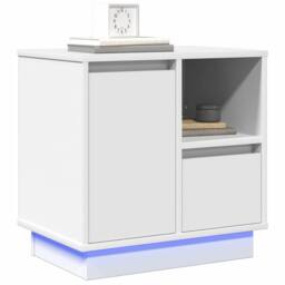 Berkfield Home Modern Bedside Cabinets with LED 2 pcs White 50x34, 5x50 cm - thumbnail 1