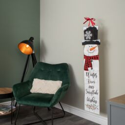 Samuel Alexander Light up Hanging Christmas Snowman Fabric Banner with LEDs in White - thumbnail 3