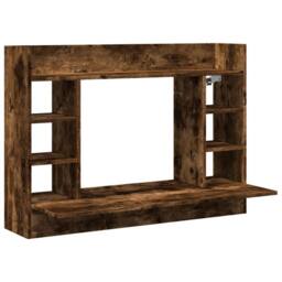 Berkfield Home Modern Wall-Mounted Desk Smoked Oak 105x48x75 cm Engineered Wood in Brown - Size: 105 x 48 x 75 cm - thumbnail 3
