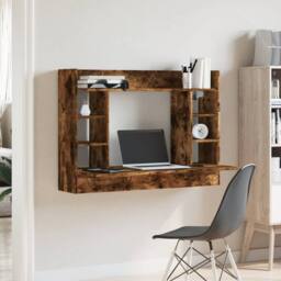 Berkfield Home Modern Wall-Mounted Desk Smoked Oak 105x48x75 cm Engineered Wood in Brown - Size: 105 x 48 x 75 cm - thumbnail 1