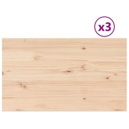 Berkfield Home Table Tops 3 pcs 80x47x1.7 cm Rectangular Solid Wood Pine in Brown - thumbnail 2