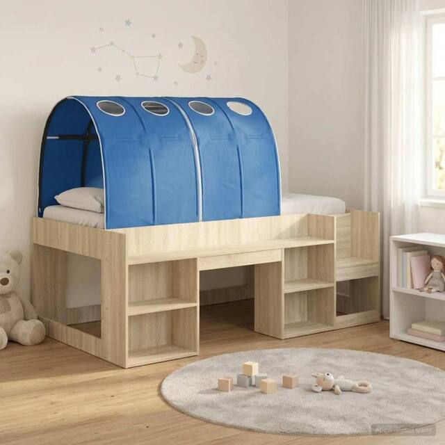 Berkfield Home Bed Frame with Tunnel 3 pcs Sonoma Oak & Blue Engineered Wood in Brown - image 1