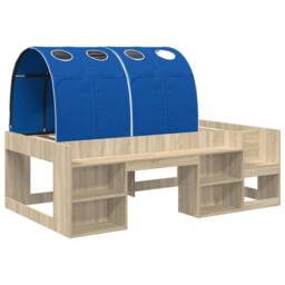 Berkfield Home Bed Frame with Tunnel 3 pcs Sonoma Oak & Blue Engineered Wood in Brown - thumbnail 3