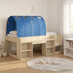 Berkfield Home Bed Frame with Tunnel 3 pcs Sonoma Oak & Blue Engineered Wood in Brown - thumbnail 1