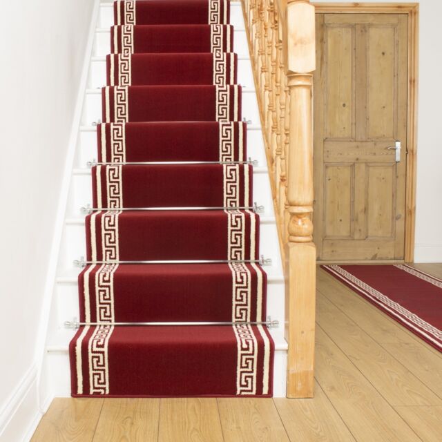 runrug Stair Runner Carpet for Staircases - Soft & Comfy, 9mm - 'Key' in Red - Size: 80 cm x 720 cm - image 1
