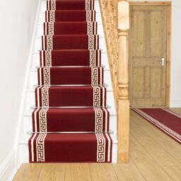 runrug Stair Runner Carpet for Staircases - Soft & Comfy, 9mm - 'Key' in Red - Size: 80 cm x 720 cm - thumbnail 1