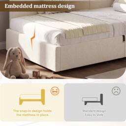 Merax Modern 3ft Single Beige Bouclé Ottoman Daybed with Reversible Corner - thumbnail 8