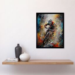 "Artery8 Mountain Biker Paint Action Shot Home Decor 12x16"" Framed Art Print - Size: W12"" x H16""" - thumbnail 2