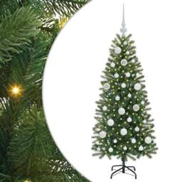 Berkfield Home Elegant Artificial Christmas Tree with 150 LEDs Green 120 cm PE a - thumbnail 3