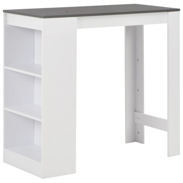 Berkfield Home Bar Table with Shelf White 110x50x103 cm - Size: 110 x 50 x 103 cm - image 1