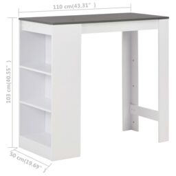 Berkfield Home Bar Table with Shelf White 110x50x103 cm - Size: 110 x 50 x 103 cm - thumbnail 6