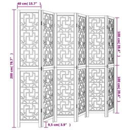 Berkfield Home Room Divider 6 Panels Brown Solid Wood Paulownia - thumbnail 8
