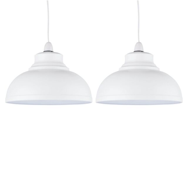 First Choice Lighting Set of 2 Domed - Cream Easy Fit Metal Pendant Shades in White - image 1