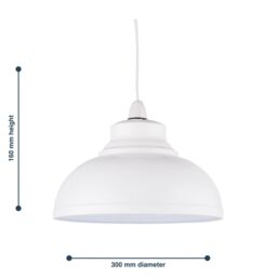 First Choice Lighting Set of 2 Domed - Cream Easy Fit Metal Pendant Shades in White - thumbnail 7