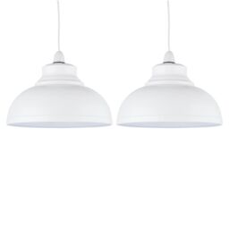 First Choice Lighting Set of 2 Domed - Cream Easy Fit Metal Pendant Shades in White - thumbnail 1