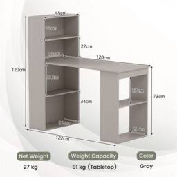 VOGREX 6-Tier Computer Desk Storage Shelf in Grey - thumbnail 2