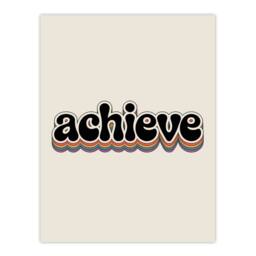 "Artery8 Achieve Colourful Retro Rainbow Font Typography Wall Art Print in Beige - Size: W12"" x H16""" - thumbnail 1