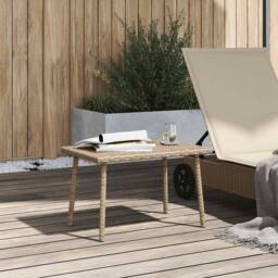 Berkfield Home Garden Coffee Table Rectangular Beige 60x40x37 cm Poly Rattan - Size: 60 x 40 x 37 cm - thumbnail 3