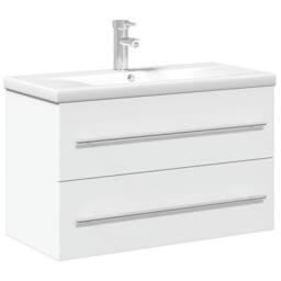 Berkfield Home Elegant Bathroom Sink Cabinet with Built-in Basin White - thumbnail 3