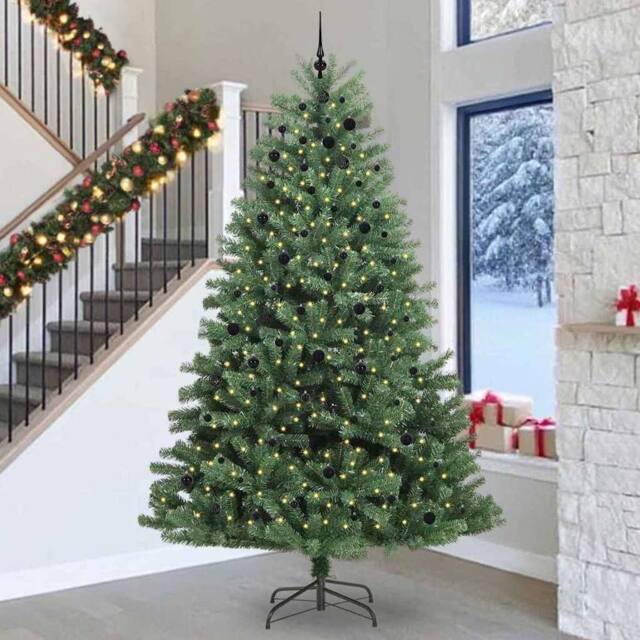 Berkfield Home Artificial Hinged Christmas Tree Green 300 cm PVC & Metal - image 1