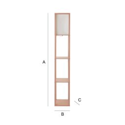 ValueLights Struttura Pastel Wooden Shelving Floor Lamp with Fabric Shade & Bulb in Baby Pink - thumbnail 9