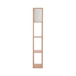 ValueLights Struttura Pastel Wooden Shelving Floor Lamp with Fabric Shade & Bulb in Baby Pink - thumbnail 6