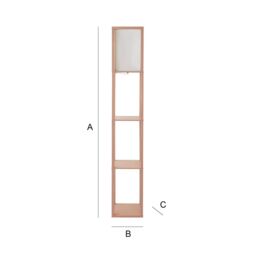 ValueLights Struttura Pastel Wooden Shelving Floor Lamp with Fabric Shade & Bulb in Baby Pink - thumbnail 7