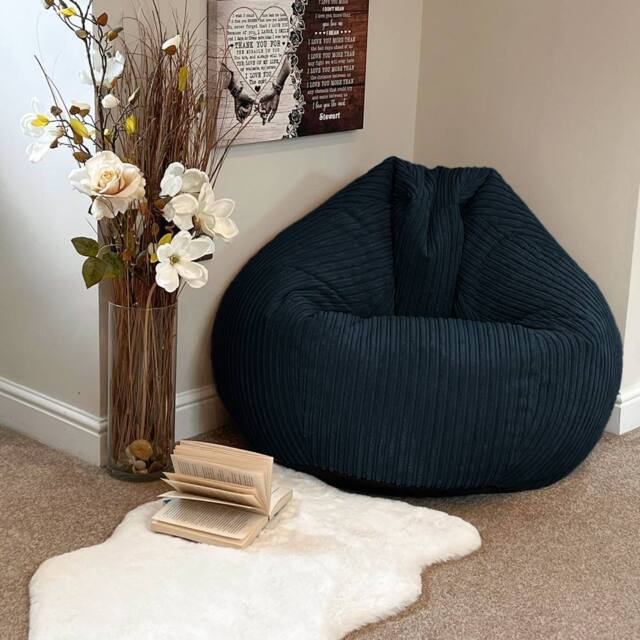 rucomfy Beanbags rucomfy Jumbo Cord Slouchbag - Indoor Classic Bean Bag for Adults in Navy - image 1