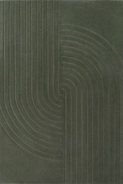 THE RUGS Vikosa Arcura Wool Rug Abstract Living Room in Dark Green - Size: 120 cm diameter - image 1