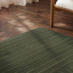 THE RUGS Vikosa Arcura Wool Rug Abstract Living Room in Dark Green - Size: 120 cm diameter - thumbnail 3