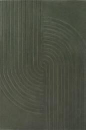 THE RUGS Vikosa Arcura Wool Rug Abstract Living Room in Dark Green - Size: 120 cm diameter - thumbnail 1