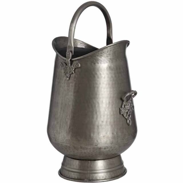 Lemon Pavilion Furniture and Decor Antique Pewter Coal Bucket - Metal - L36 x W26 x H50 cm - Gun Metal in Silver