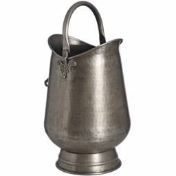 Lemon Pavilion Furniture and Decor Antique Pewter Coal Bucket - Metal - L36 x W26 x H50 cm - Gun Metal in Silver - thumbnail 2