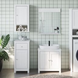 Berkfield Home 3 Piece Bathroom Furniture Set BERG White Solid Wood Pine