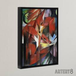 "Artery8 The Foxes Colourful Abstract Franz Marc Vintage Framed Canvas Wall Art - Size: W12"" x H16""" - thumbnail 2