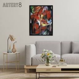 "Artery8 The Foxes Colourful Abstract Franz Marc Vintage Framed Canvas Wall Art - Size: W12"" x H16""" - thumbnail 3