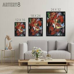 "Artery8 The Foxes Colourful Abstract Franz Marc Vintage Framed Canvas Wall Art - Size: W12"" x H16""" - thumbnail 4