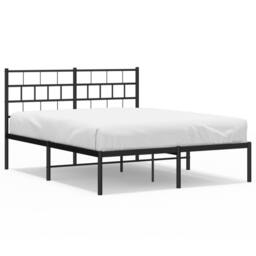 Berkfield Home Metal Bed Frame with Headboard Black 120x200 cm - Size: Small Double - thumbnail 1