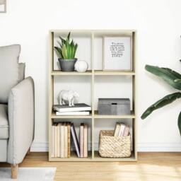 Berkfield Home Room Divider Bookcase Sonoma Oak 69.5x29x103.5 cm Engineered Wood in Light Brown - thumbnail 1