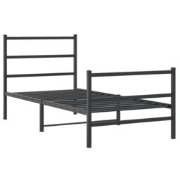 Berkfield Home Metal Bed Frame without Mattress with Footboard¬†Black 90x200cm in Black - Size: 90x200 cm - thumbnail 2