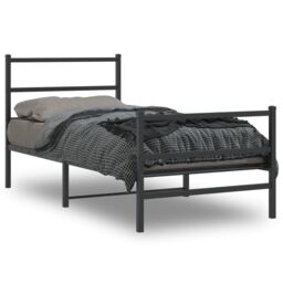 Berkfield Home Metal Bed Frame without Mattress with Footboard¬†Black 90x200cm in Black - Size: 90x200 cm - thumbnail 1