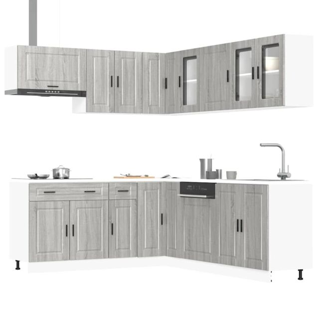 Berkfield Home 11 Piece Kitchen Cabinet Set Porto Grey Sonoma Engineered Wood - image 1